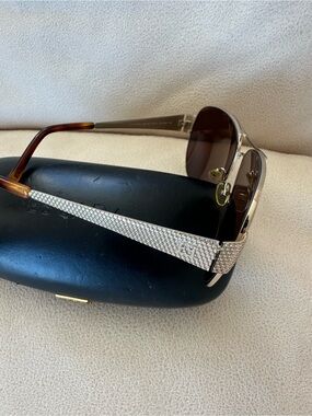 Escada Silver Crystal-Embellished Sunglasses with Brown Lenses